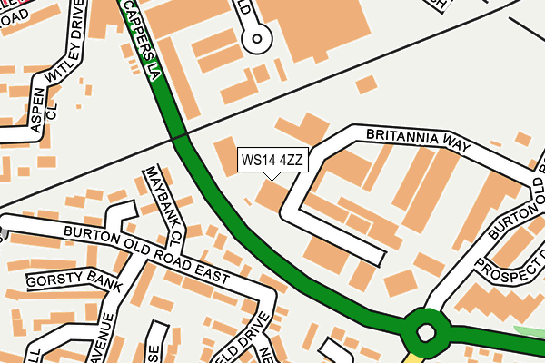 WS14 4ZZ map - OS OpenMap – Local (Ordnance Survey)