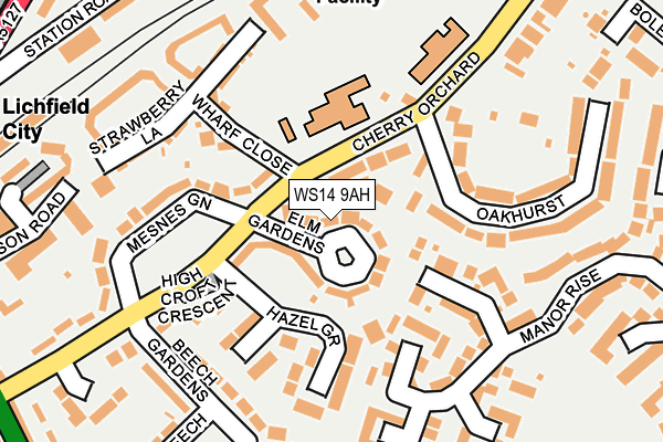 WS14 9AH map - OS OpenMap – Local (Ordnance Survey)