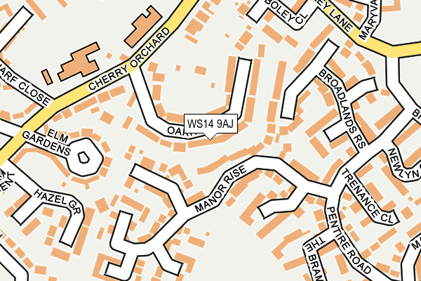 WS14 9AJ map - OS OpenMap – Local (Ordnance Survey)