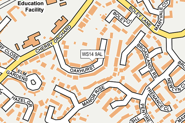 WS14 9AL map - OS OpenMap – Local (Ordnance Survey)