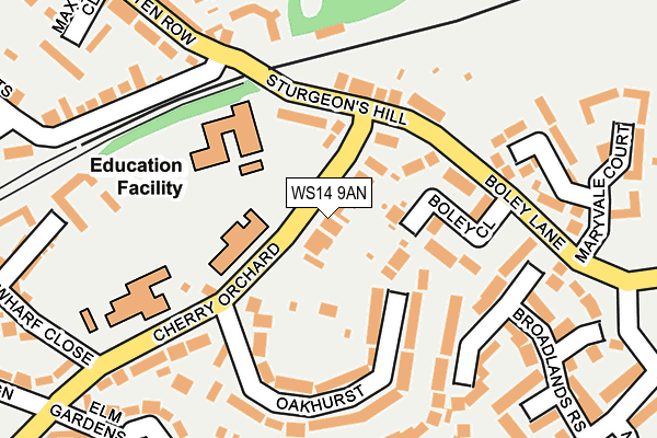 WS14 9AN map - OS OpenMap – Local (Ordnance Survey)