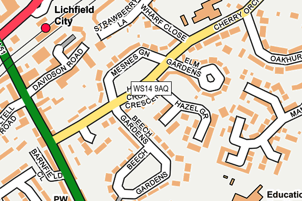 WS14 9AQ map - OS OpenMap – Local (Ordnance Survey)