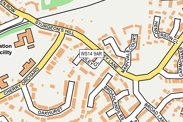 WS14 9AR map - OS OpenMap – Local (Ordnance Survey)