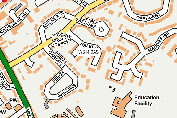 WS14 9AS map - OS OpenMap – Local (Ordnance Survey)