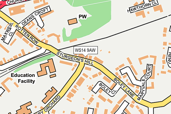 WS14 9AW map - OS OpenMap – Local (Ordnance Survey)