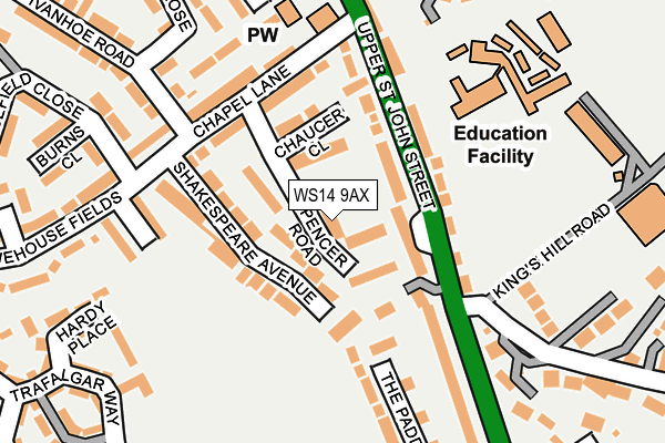 WS14 9AX map - OS OpenMap – Local (Ordnance Survey)