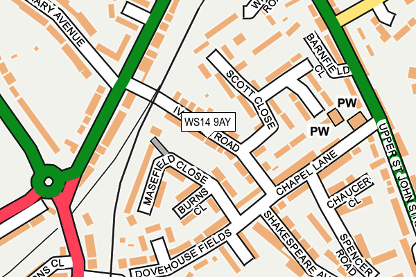 WS14 9AY map - OS OpenMap – Local (Ordnance Survey)