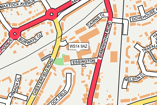 WS14 9AZ map - OS OpenMap – Local (Ordnance Survey)