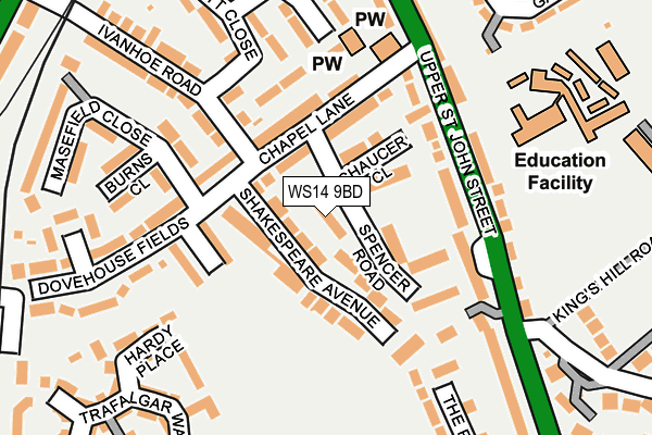 WS14 9BD map - OS OpenMap – Local (Ordnance Survey)