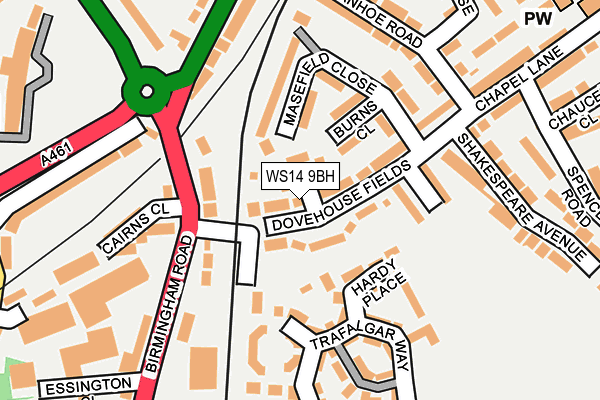 WS14 9BH map - OS OpenMap – Local (Ordnance Survey)