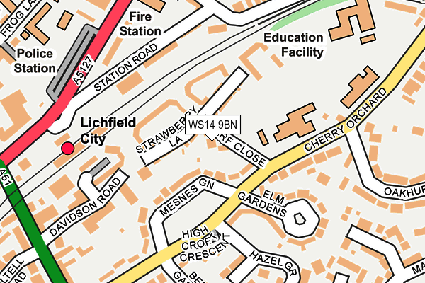 WS14 9BN map - OS OpenMap – Local (Ordnance Survey)