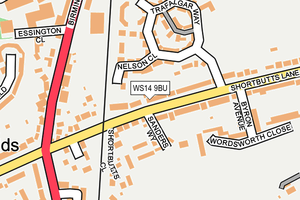 WS14 9BU map - OS OpenMap – Local (Ordnance Survey)