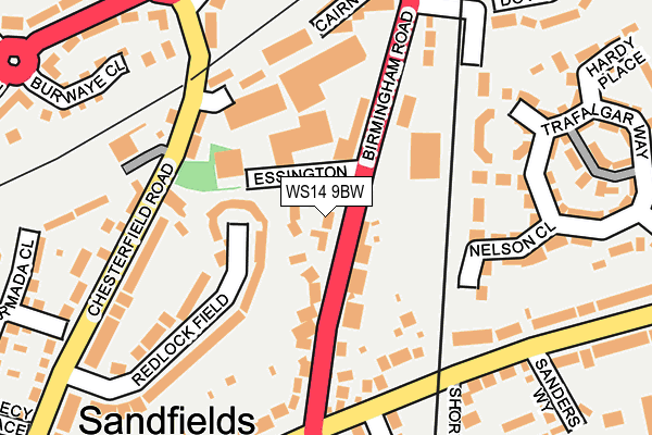 WS14 9BW map - OS OpenMap – Local (Ordnance Survey)