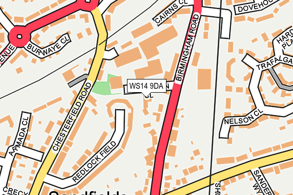 WS14 9DA map - OS OpenMap – Local (Ordnance Survey)