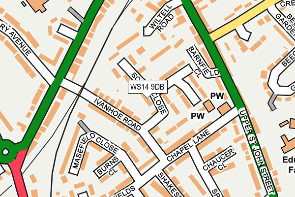 WS14 9DB map - OS OpenMap – Local (Ordnance Survey)