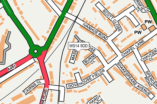 WS14 9DD map - OS OpenMap – Local (Ordnance Survey)
