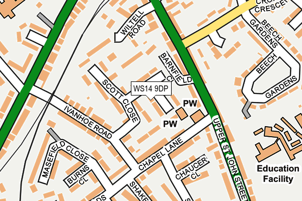 WS14 9DP map - OS OpenMap – Local (Ordnance Survey)