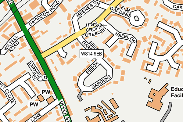 WS14 9EB map - OS OpenMap – Local (Ordnance Survey)