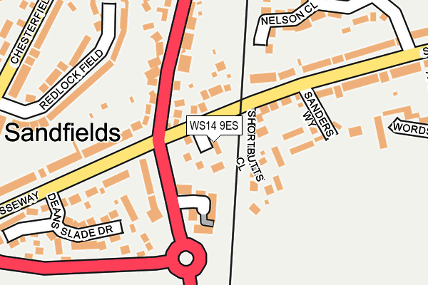 WS14 9ES map - OS OpenMap – Local (Ordnance Survey)