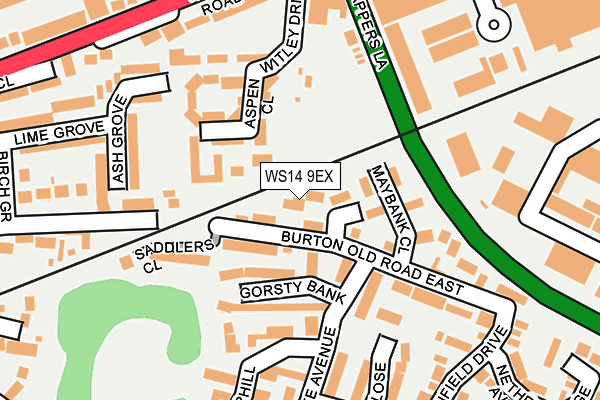 WS14 9EX map - OS OpenMap – Local (Ordnance Survey)