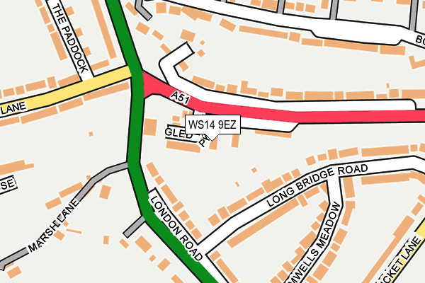 WS14 9EZ map - OS OpenMap – Local (Ordnance Survey)