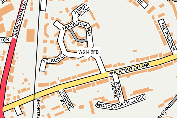 WS14 9FB map - OS OpenMap – Local (Ordnance Survey)
