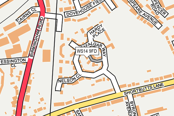 WS14 9FD map - OS OpenMap – Local (Ordnance Survey)