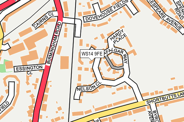 WS14 9FE map - OS OpenMap – Local (Ordnance Survey)