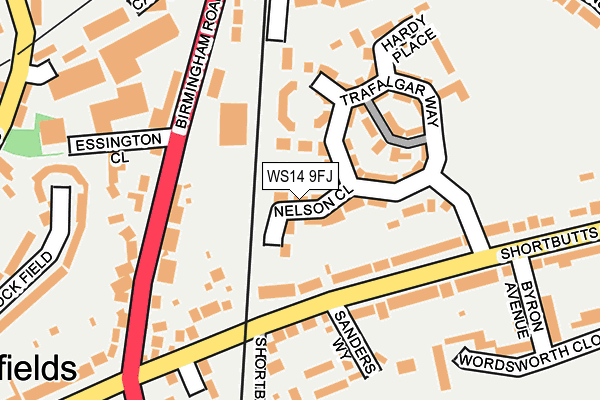 WS14 9FJ map - OS OpenMap – Local (Ordnance Survey)