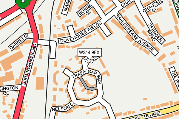 WS14 9FX map - OS OpenMap – Local (Ordnance Survey)
