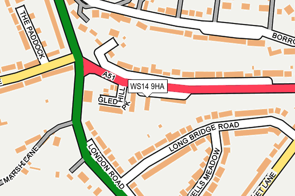 WS14 9HA map - OS OpenMap – Local (Ordnance Survey)