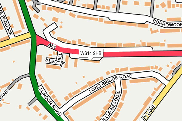 WS14 9HB map - OS OpenMap – Local (Ordnance Survey)