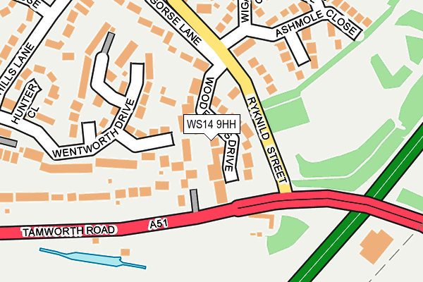 WS14 9HH map - OS OpenMap – Local (Ordnance Survey)