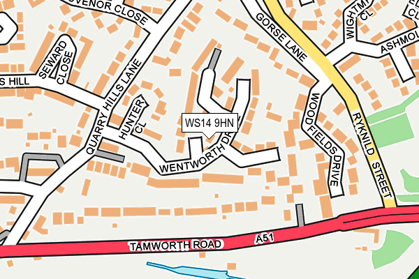 WS14 9HN map - OS OpenMap – Local (Ordnance Survey)