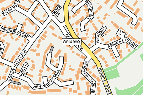 WS14 9HQ map - OS OpenMap – Local (Ordnance Survey)