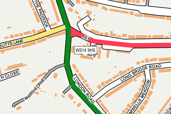 WS14 9HS map - OS OpenMap – Local (Ordnance Survey)