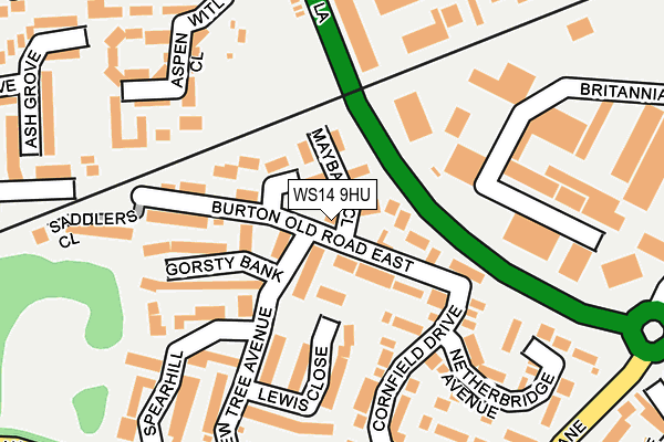 WS14 9HU map - OS OpenMap – Local (Ordnance Survey)
