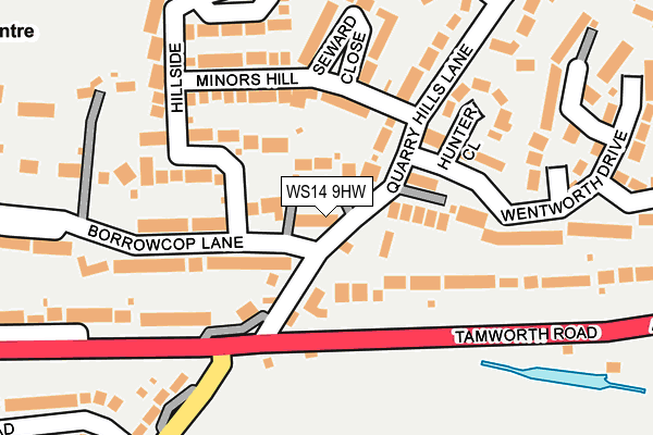 WS14 9HW map - OS OpenMap – Local (Ordnance Survey)