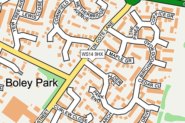 WS14 9HX map - OS OpenMap – Local (Ordnance Survey)