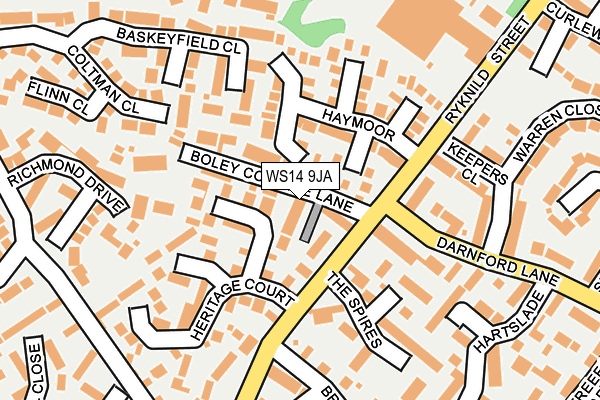 WS14 9JA map - OS OpenMap – Local (Ordnance Survey)