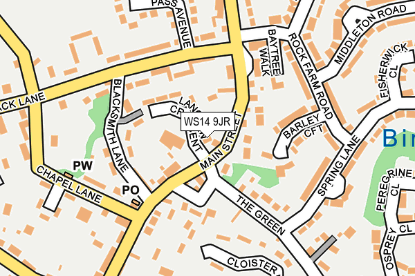 WS14 9JR map - OS OpenMap – Local (Ordnance Survey)