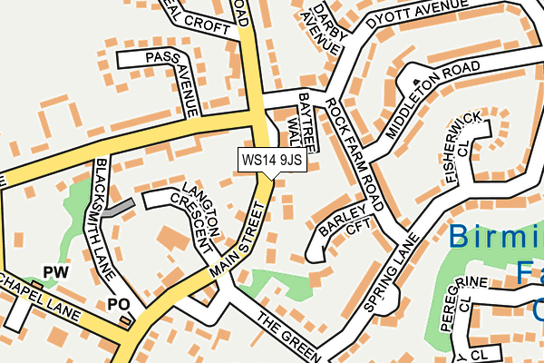 WS14 9JS map - OS OpenMap – Local (Ordnance Survey)