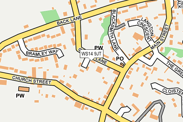 WS14 9JT map - OS OpenMap – Local (Ordnance Survey)