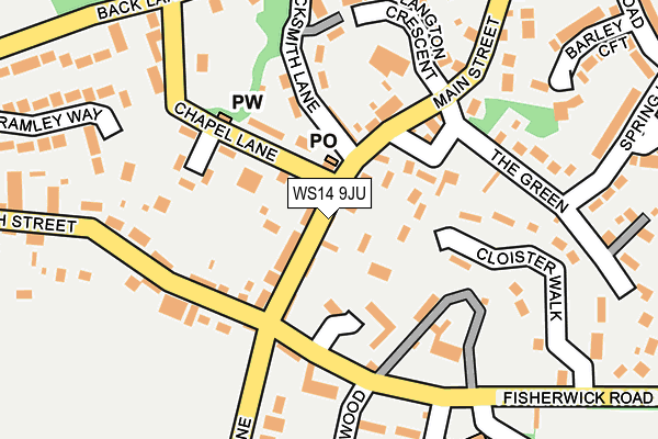 WS14 9JU map - OS OpenMap – Local (Ordnance Survey)