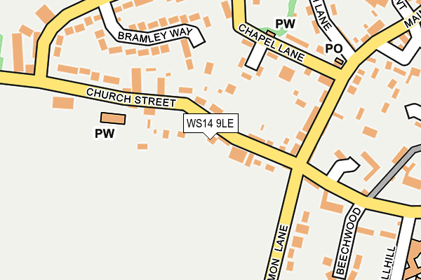 WS14 9LE map - OS OpenMap – Local (Ordnance Survey)