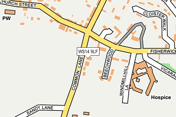 WS14 9LF map - OS OpenMap – Local (Ordnance Survey)