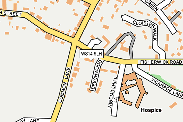 WS14 9LH map - OS OpenMap – Local (Ordnance Survey)
