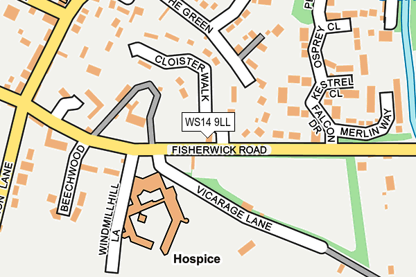 WS14 9LL map - OS OpenMap – Local (Ordnance Survey)