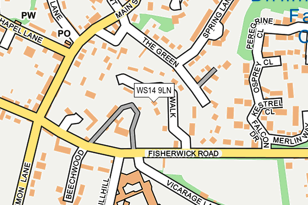 WS14 9LN map - OS OpenMap – Local (Ordnance Survey)