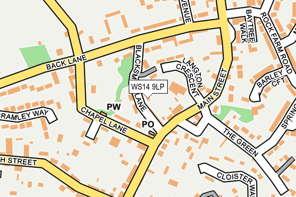 WS14 9LP map - OS OpenMap – Local (Ordnance Survey)